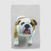 ブルドッ絵画グズ-かわいいオリジナルのドッグアート ゴルフタオル (正面)