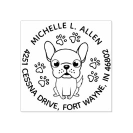 ブルドッ魅力的グフランスのラウンド差出人住所 ラバースタンプ