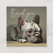 ブルドパーソナライズされたッグ付きフランスのサンキューカード スクエア名刺 (正面)
