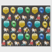 ブルドパーソナライズされたッグ誕生日 ラッピングペーパー (フラット)