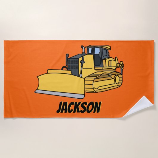 ブルドパーソナライズされたーザ建築車 ビーチタオル (正面)