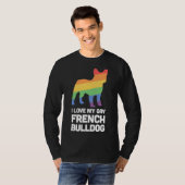 ブルドフランスのッグおもしろいゲイドッグLGBTプライド Tシャツ (正面フル)