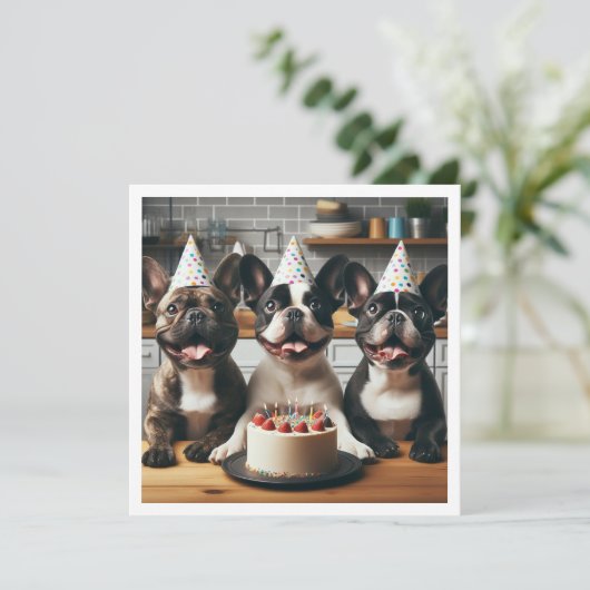 ブルドフランスのッグのバースデーフランスのタカード 招待状 (スタンド正面)