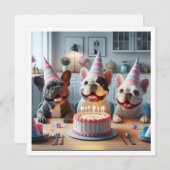 ブルドフランスのッグのバースデーフランスのタカード 招待状 (正面/裏面)