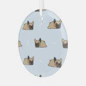 ブルドフランスのッグの子犬、可愛い眠りのパターン。 ガラスオーナメント (正面左)