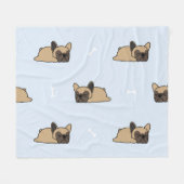 ブルドフランスのッグの子犬、可愛い眠りのパターン。 フリースブランケット (正面(横))