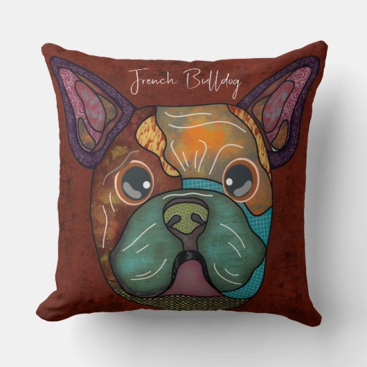 ブルドフランスのッグの手絵を描装飾用クッション クッション (正面)