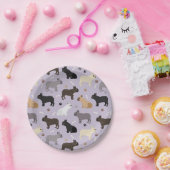 ブルドフランスのッグの骨と前足の紫 ペーパープレート (パーティー)