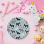 ブルドフランスのッグの骨と前足の青 ペーパープレート (パーティー)