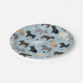 ブルドフランスのッグの骨と前足の青 ペーパープレート (アングル)