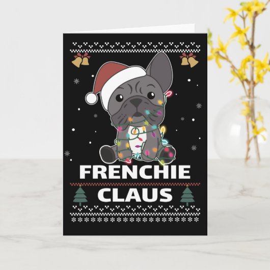 ブルドフランスのッグクリスマスパンFRENCHIEクロースカード カード (黄色い花)
