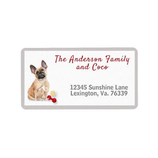 ブルドフランスのッグトイズホーム差出人住所       ラベル (正面)