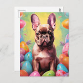 ブルドフランスのッグハッピーイースター ポストカード (正面/裏面)