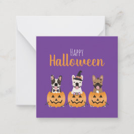 ブルドフランスのッグハッピーハローウィン標識 ノートカード