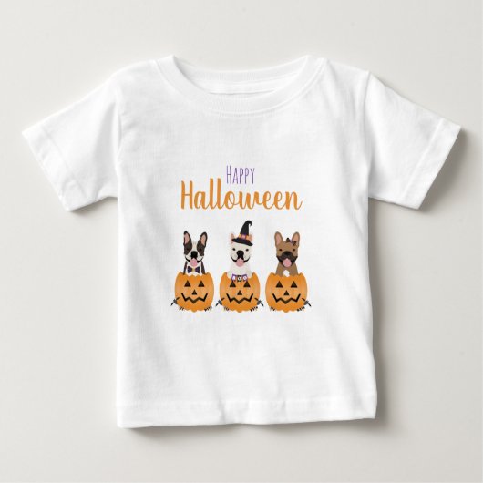 ブルドフランスのッグハッピーハローウィン ベビーTシャツ (正面)
