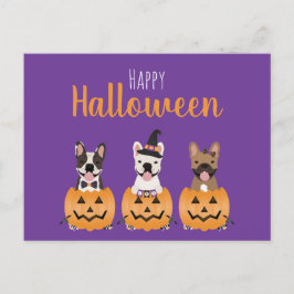 ブルドフランスのッグハッピーハローウィン ポストカード