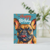 ブルドフランスのッグハッピーバースデー ポストカード (スタンド正面)