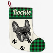 ブルドフランスのッグパーソナライズされた スモールクリスマスストッキング (正面)