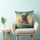 ブルドフランスのッグビーチサーフィン絵画ズ クッション (椅子)