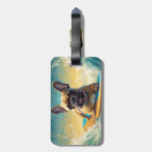 ブルドフランスのッグビーチサーフィン絵画ズ ラゲッジタグ (裏面縦)