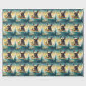 ブルドフランスのッグビーチサーフィン絵画ズ ラッピングペーパー (フラット)