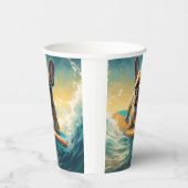 ブルドフランスのッグビーチサーフィン絵画ズ 紙コップ (右)