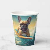 ブルドフランスのッグビーチサーフィン絵画ズ 紙コップ (正面)