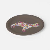 ブルドフランスのッグフラワーパターンフレンチブルドッグ ペーパープレート (アングル)