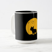 ブルドフランスのッグムーンハロウィーンインスパイアデザイン ツートーンマグカップ (正面左)