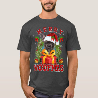 ブルドフランスのッグメリークリスマスウォフマスクリスマスライツサン Tシャツ
