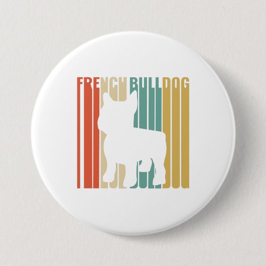 ブルドフランスのッグレトロ1970年代、母犬愛好家への贈り物 缶バッジ (正面)