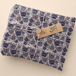 ブルドフランスのッグ手描き漫画の頭 ラッピングペーパー