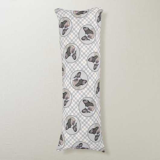 ブルドフランスのッグ絵を描の白い黒毛犬アート ボディピロー (正面縦)