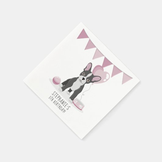 ブルドフランスのッグ誕生日 スタンダードカクテルナプキン (角)