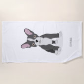 ブルドフランスのッグ誕生日 ビーチタオル (正面)