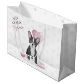 ブルドフランスのッグ誕生日 ラージペーパーバッグ (正面アングル)