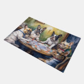 ブルドフランスのッグ遊トランプのポーカー絵画ズ ドアマット (アングル)