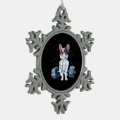 ブルドフランスのッグ重量挙おもしろいげ回送ジム スノーフレークピューターオーナメント (左)