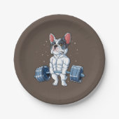 ブルドフランスのッグ重量挙おもしろいげ回送ジム ペーパープレート (正面)