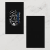 ブルドフランスのッグ青線アメリカ国旗警察犬 名刺 (正面/裏面)