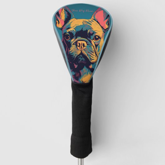 ブルドフランスのッグ004 – ブルーノポックオープン ゴルフヘッドカバー (正面)