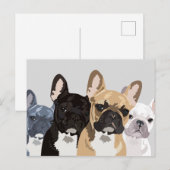 ブルドフランスのッグ |かわいいフランス人ブルドッグ ポストカード (正面/裏面)