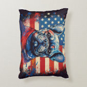 ブルドフランスのッグ&ア動揺してメリカ国旗 アクセントクッション (正面(垂直))