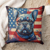 ブルドフランスのッグ&ア動揺してメリカ国旗 クッション (ブランケット)