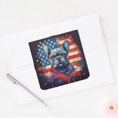 ブルドフランスのッグ&ア動揺してメリカ国旗 スクエアシール (封筒)