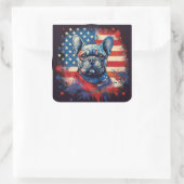 ブルドフランスのッグ&ア動揺してメリカ国旗 スクエアシール (バッグ)