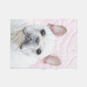ブルドフランスのッグ（クリーム/ホワイト）絵画ズ-犬芸術 フリースブランケット (正面(横))