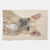 ブルドフランスのッグ（サブル）ズ絵画-かわいいオリジナルド キッチンタオル (横)