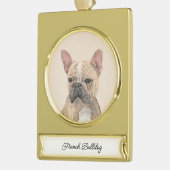 ブルドフランスのッグ（セーブル）絵画ズ – かわいいオリジナルDo ゴールドプレートバナーオーナメント (左)