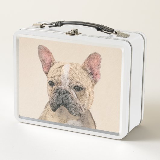 ブルドフランスのッグ(セーブル)絵画ズ – かわいいオリジナルDo メタルランチボックス (正面)